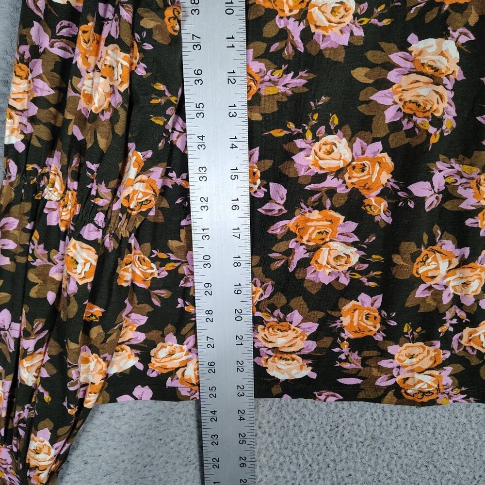 By Anthropologie Top Womens M Black Multi Floral Turtleneck Tiered-Sleeve Blouse - Picture 7 of 12